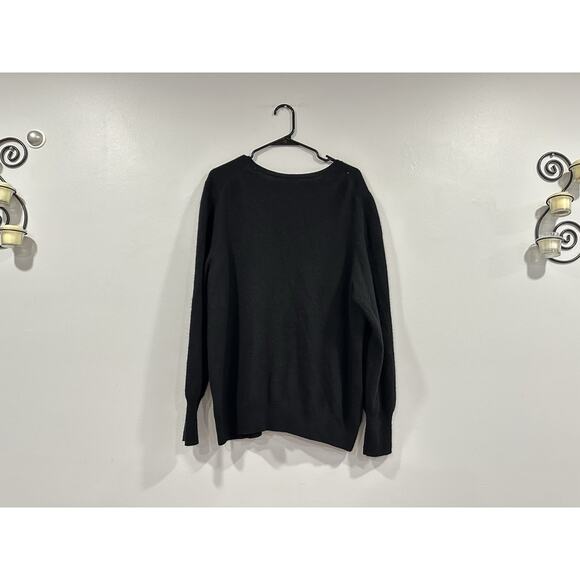 Halogen 100% Cashmere V Neck Pullover Sweater Black Oversized Sz 3X - Picture 3 of 6